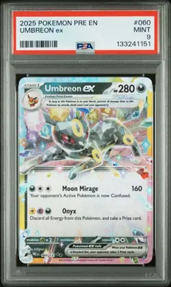 UMBREON EX #060 PSA 9 • 2025 POKEMON PRE EN-PRISMATIC EVOLUTIONS - Image 1
