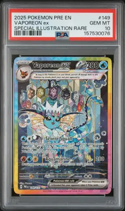 2025 Pokemon Prismatic Evolutions Vaporeon EX Special Illustration Rare PSA 10 - Image 1