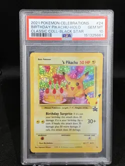 PSA 10 Birthday Pikachu Holo #24 Celebrations Classic Pokemon 2021 - Image 1