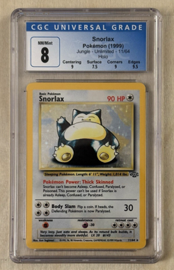 Snorlax Holo Rare Jungle 11/64 Unlimited Pokemon CGC Blue Label 8 NM/Mint+ - Image 2