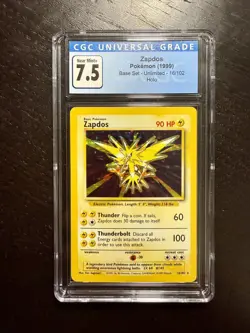 1999 Pokemon Zapdos #16 Base Set Holo CGC 7.5 - Image 1