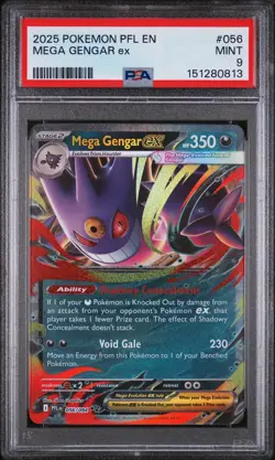 Mega Gengar Ex 056 2025 Pokemon Phantasmal Flames PSA 9 - Image 1