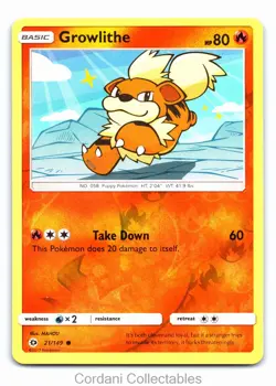 Growlithe 21/149 - Sun & Moon - Reverse Holo - Pokemon Card - Lightly Played - Image 1