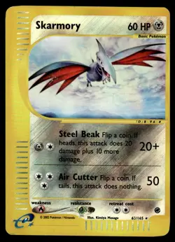 2002 Pokemon E-Card - Expedition Skarmory #63 Heavy Play Holo - Image 1
