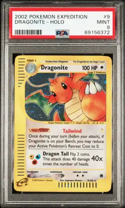 Dragonite 9/165 Expedition Holo Rare 2002 Vintage Pokemon TCG Card PSA 9 MINT - Image 1