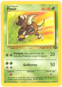 Pokemon Card - Jungle 25/64 - PINSIR (rare) *NM/Played* - Image 1
