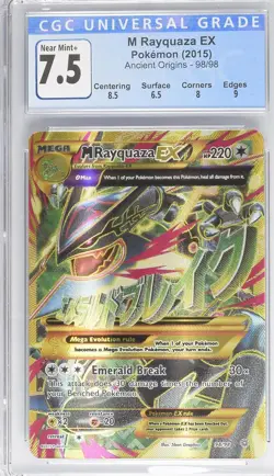 2015 POKEMON XY ANCIENT ORIGINS #98 FULL ART/M RAYQUAZA EX CGC 7.5 - Image 1