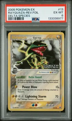 2005 POKEMON EX DELTA SPECIES #13 RAYQUAZA-REVERSE FOIL PSA 6 - Image 1