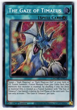 YUGIOH THE GAZE OF TIMAEUS SECRET RARE NEAR MINT MZMU-EN013 - Image 1