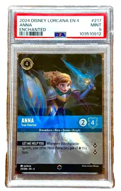 Disney Lorcana Anna True-Hearted Ursula's Return Enchanted #217 PSA 9 Mint - Image 1
