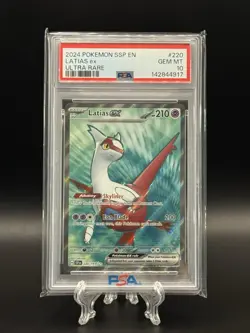 2024 Pokemon Surging Sparks Latias EX #220 Ultra Rare PSA 10 Card GEM MINT - Image 1