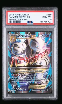 M Mewtwo EX Full Art Rare Holo Card 159/162 Breakthrough Psa 10 - Image 1