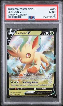 2023 POKEMON SWORD & SHIELD CROWN ZENITH #013 LEAFEON V PSA 9 - Image 1
