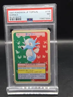 RARE PSA 7 Graded Near Mint Japanese Topsun Horsea Pokemon BLUE BACK 116 Card - Image 1