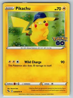 Pikachu 028/078 Holo Rare Pokemon GO Pokemon Reverse Holo Near Mint - Image 1