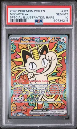 2026 POKEMON POR EN-PERFECT ORDER SPECIAL ILLUSTRATION RARE MEOWTH EX PSA 10 - Image 1