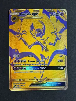 Lunala GX sm103a Alternate Art Promo Hidden Fates Gold Pokemon TCG NM/MINT - Image 1