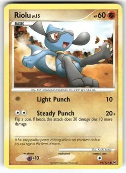 Riolu Platinum Common Pokemon Lightly played - Image 1