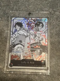 One Piece ST30-001 - Luffy & Ace Leader (Alternate Art Parallel - Monochrome) NM - Image 1