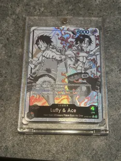 One Piece ST30-001 - Luffy & Ace Leader (Alternate Art Parallel - Monochrome) NM - Image 2