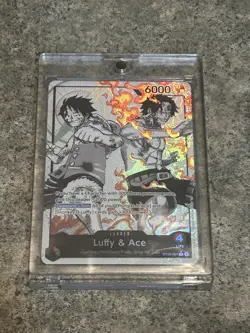 One Piece ST30-001 - Luffy & Ace Leader (Alternate Art Parallel - Monochrome) NM - Image 3