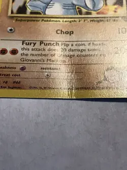 Giovanni's Machop Gym Challenge Pokemon Card MP - Image 3
