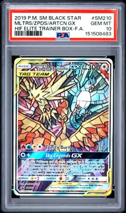 2019 POKEMON SM BLACK STAR PROMO FULL ART/MOLTRES & ZAPDOS & ARTICUNO GX PSA 10 - Image 1