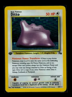 Pokemon TCG Ditto 3/62 Fossil 1st Edition Holo Rare English LP Vintage - Image 1