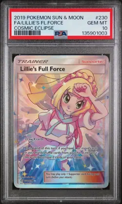 Lillie's Full Force #230 Full Art Pokemon Sun & Moon Cosmic Eclipse PSA 10 - Image 1