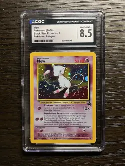 Mew CGC 8.5 Pokemon WOTC 2000 Black Star Promo Pokemon League Holo #9 Swirls - Image 1