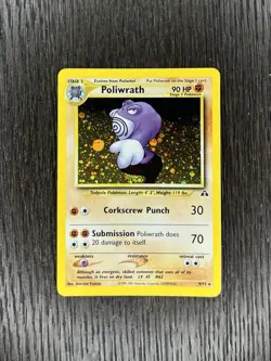 Poliwrath Pokemon WOTC 2001 Neo Discovery 9/75 Holo Swirl & Orb NM - Image 1