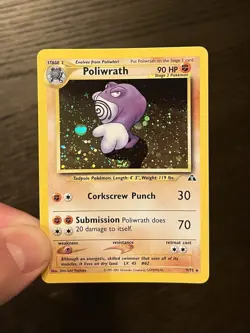 Poliwrath Pokemon WOTC 2001 Neo Discovery 9/75 Holo Swirl & Orb NM - Image 3