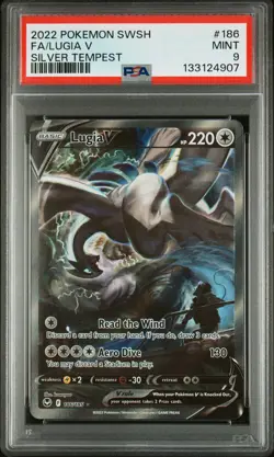 2022 POKEMON SWORD & SHIELD SILVER TEMPEST #186 FULL ART/LUGIA V PSA 9 - Image 1