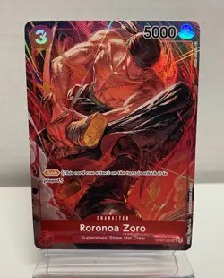 One Piece CCG Roronoa Zoro OP01-025 SR Romance Dawn Alt Art MP - Small Crease - Image 1