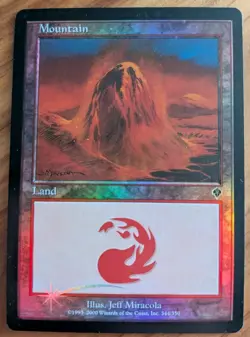 MTG Invasion (2000) Mountain Land Card, Foil, LP Condition - Image 1