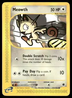 Pokemon Cards Meowth 121/165 Expedition Base Set Common LP - Image 1