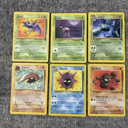 Vintage Pokemon Cards Fossil Set Lot 6 Cards Common, Uncommon, MP - Image 1