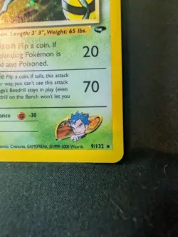 2000 Koga's Beeddill Gym Challenge Holo Rare No. 9/132 Pokemon Card - Image 5