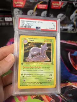 1st Edition Muk 13/62 Fossil Holo Rare Vintage 1999 Pokemon Card PSA 5 - Image 1