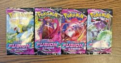Pokemon Sword & Shield - Fusion Strike Pack Art Set! 4 Lot Sealed Booster Packs! - Image 1