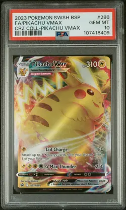 2023 Pokemon SWSH Crown Zenith Black Star Promo FA Pikachu VMAX #286 PSA 10 Mint - Image 1