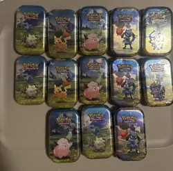 Pokemon TCG Ascended Hero Mini Tin Lot of 13 2 full sets SEALED - Image 1