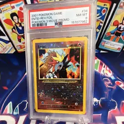 2001 Pokemon TCG Entei WotC Promo Reverse Holo 34/53 PSA 8 Fire Volcano - Image 1