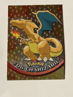 Pokemon Topps Charizard #6 Holo Embossed Flames Foil Black Logo! clean - Image 1