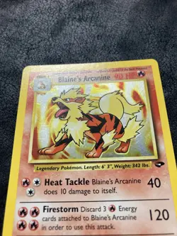 Pokemon Blaine's Arcanine Gym Challenge 1/132 Holo Unlimited NM - Image 2