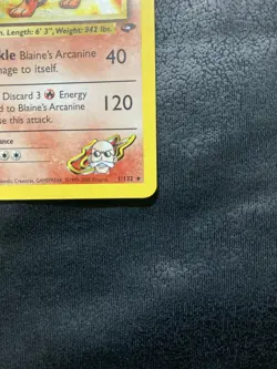 Pokemon Blaine's Arcanine Gym Challenge 1/132 Holo Unlimited NM - Image 3