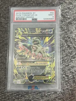 Pokemon M Tyranitar EX 92/98 PSA 9 Mint XY Ancient Origins Holo Full Art - Image 1