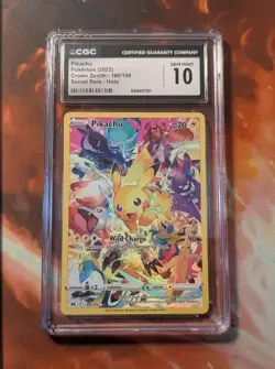 Pikachu (Secret) 160/159 Crown Zenith Holo CGC Gem Mint 10 Graded Pokemon - Image 1