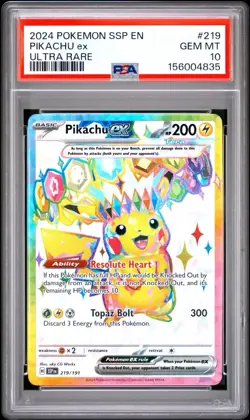 Pokemon 2024 Pokemon Ssp En-Surging Sparks #219 Pikachu Ex Ultra Rare PSA 10 - Image 1