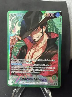 One Piece OP14 The Azure Sea’s Seven - Dracule Mihawk OP14-020 Leader Alt Art - Image 4
